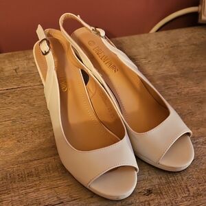Dream Pairs Women's Elegant Cream Peep Toe Heels